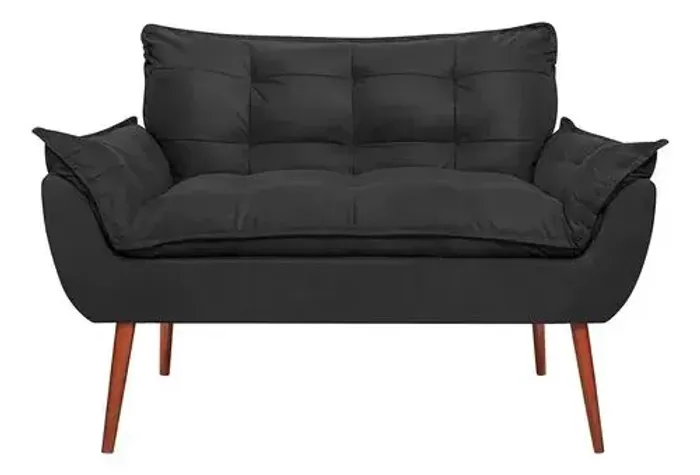 Poltrona Namoradeira Orion 2 Lugares Base Palito Preto |