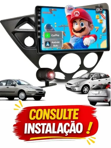 Central Multimídia Ford Focus 2001 à 2007 9Pol Android AutoCarplay S/ Fio na Canal Som