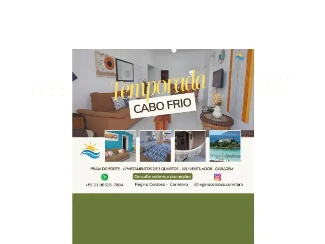 Cabo Frio - Apartamentos 2 e 3 quartos para temporada - 1 vaga