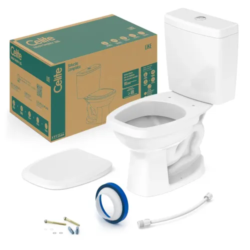 Vaso Sanitário Com Caixa Acoplada Celite Like - Kit Completo Novo Na Caixa