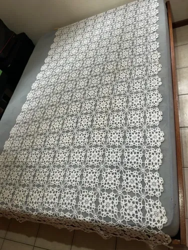 Colcha de crochê feita à mão, modelo exclusivo