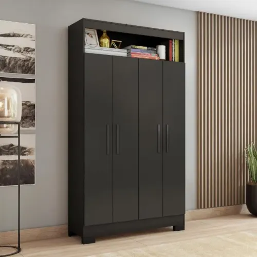 Armário Multiuso 4 portas e Nicho NT4040 PRETO Notável Móveis - CAB SALVADOS