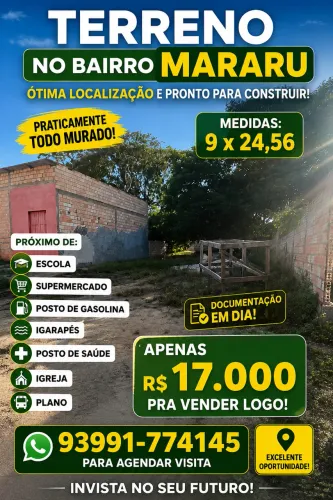 Terreno barato no bairro do Mararu 