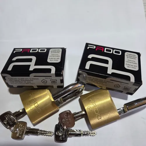 Kit 2 Cadeado Tetra 50mm Latao Mesmo Segredo C/4 Chaves Pado