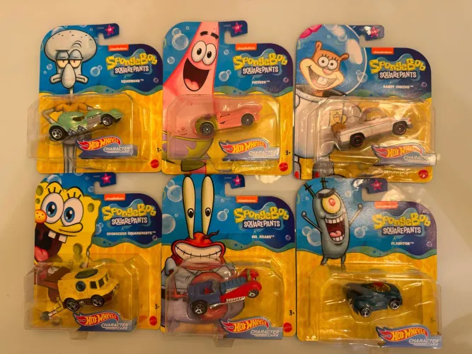 Coleção Hot Wheels SpongeBob SquarePants Characters - 6 Carros Originais Mattel - Lacrados