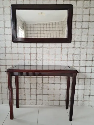 Conjunto de Aparador + Espelho em Madeira Maciça (Cor Mogno)<br>?