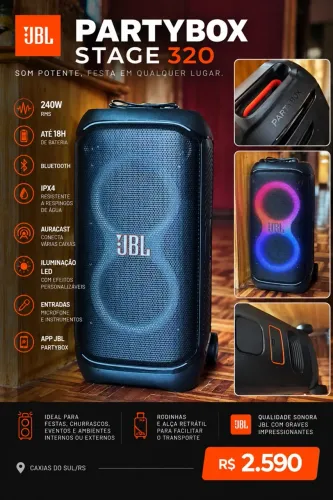 JBL PartyBox Stage 320 Original - 240W RMS - Excelente Estado