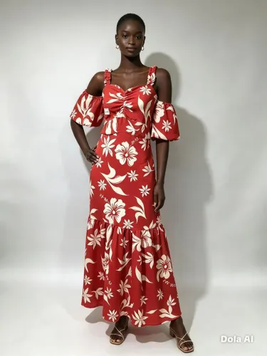 Vestido vermelho floral