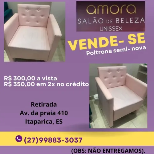 Poltrona rosa de couro para salão