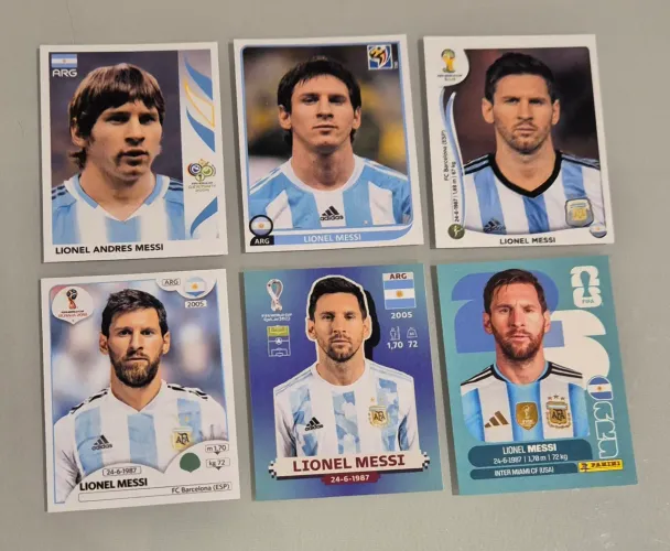 Kit Colecionável Figurinhas Messi Copas 2006 a 2026