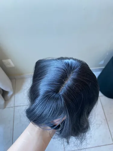 Peruca preta cosplay com franja