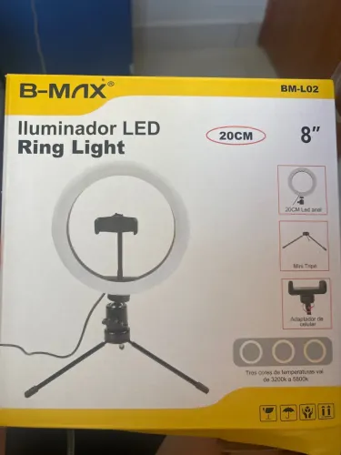 Ring Light LED B-MAX 20cm com Tripé - Novo, Nunca Usado