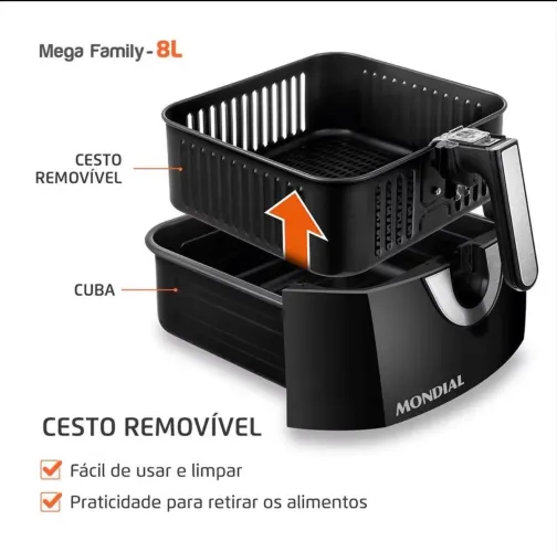 Fritadeira Elétrica Mondial 8L