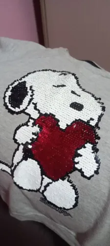 Moletom infantil cinza mescla Snoopy Tamanho 08