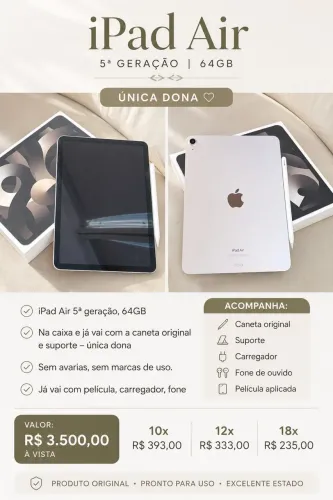 iPad Air 5 64g branco