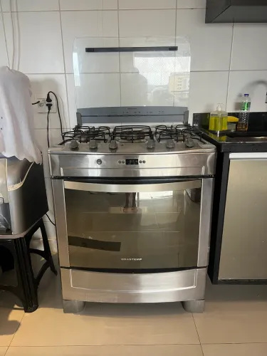 Fogão 5 Bocas Brastemp Piso Ative! Timer Grill Inox