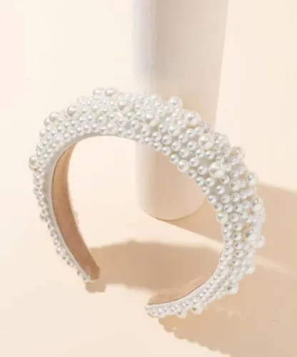 Tiara Decorada Feminina Com Pérolas Elegantes 