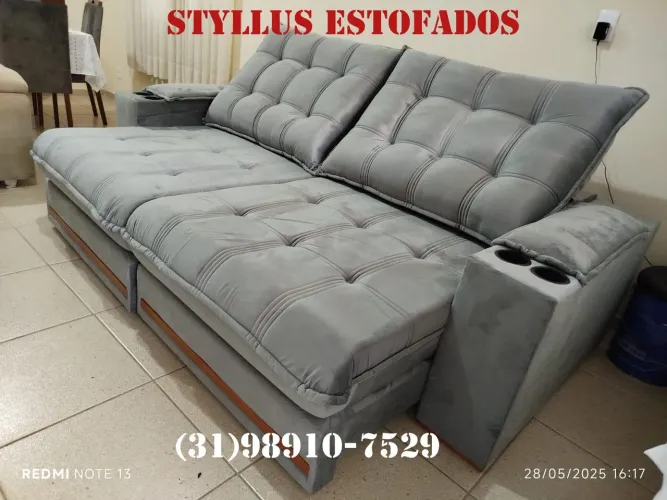 Sofás retrátil de luxo com porta copos 