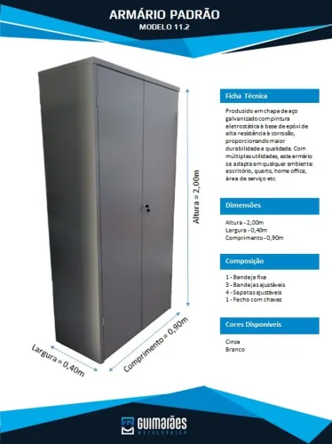 Armário de Aço de 2 Portas