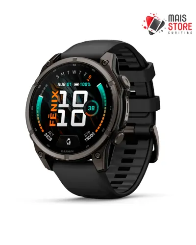 Relógio Garmin Fenix 9 Amoled Sapphire 51mm-Carbon Gray/Titanium Black-010-04763-10- Novo