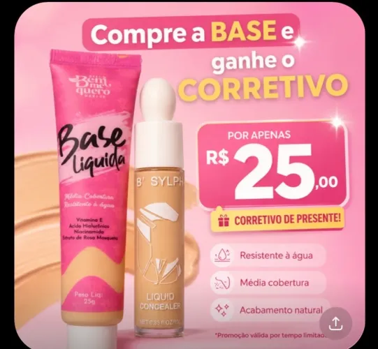 Compre uma base e ganhe um corretivo grátis