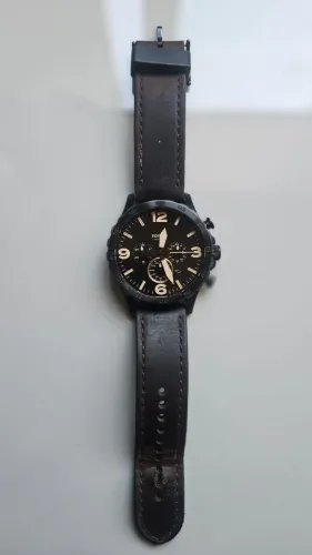 Relógio Fossil Masculino Cronógrafo Jr1487/0mn Couro Marrom Cor do bisel Preto