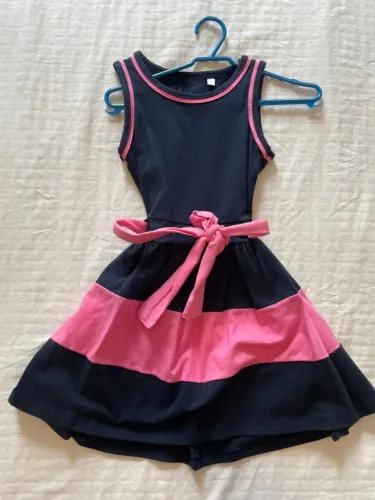 Vestido azul escuro e rosa 3 anos