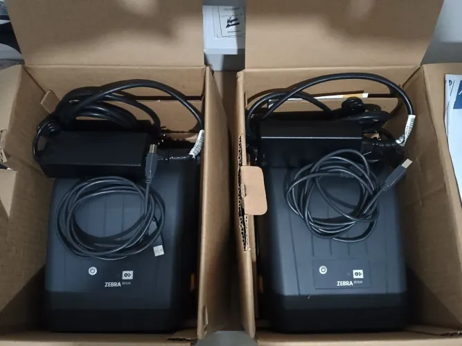 Duas Impressoras Térmicas Zebra ZD 220-t USB Bivolt Cor Cinza