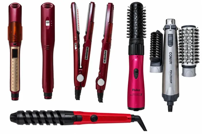 Prancha e Escova rotativa conair titanium Cacheador Cerâmica