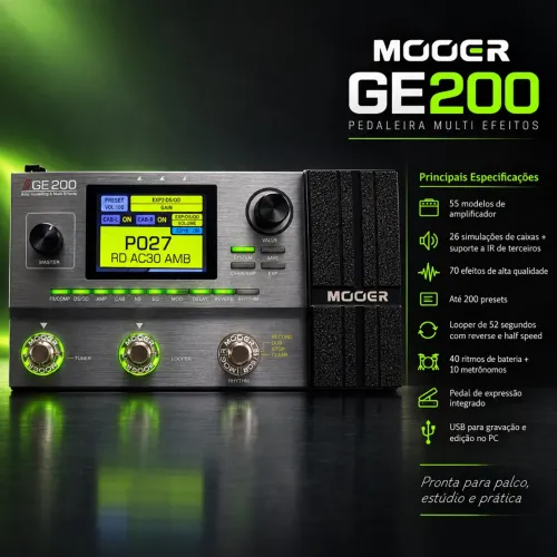 Pedal De Efeito Mooer Ge 200 Cor Prateado