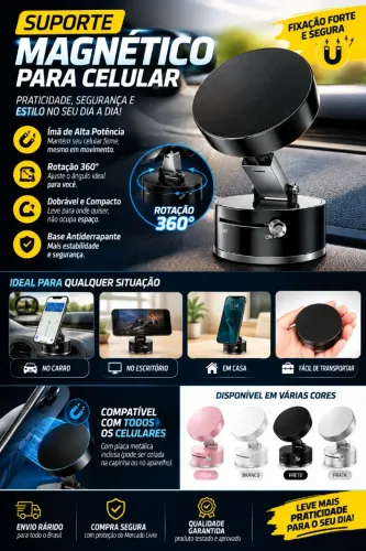 Suporte magnético para celular 360