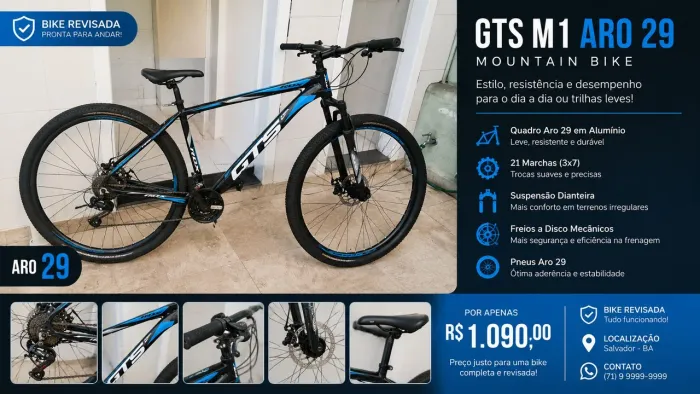 Bicicleta GTS Aro 29 - 21 Marchas - Excelente Estado