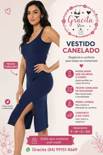 Vestido Canelado Ultraleve
