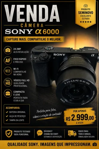 (Câmera Sony A6000) R$ 3.300