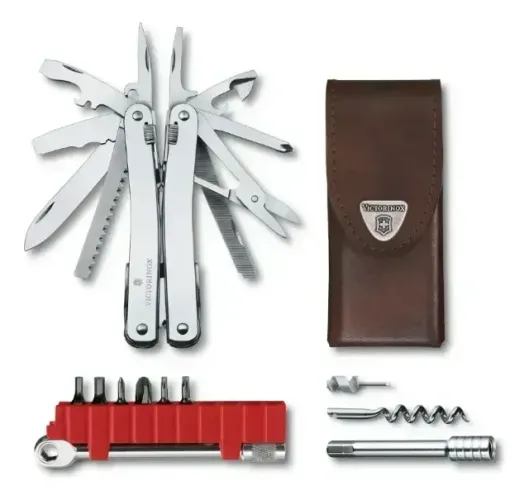 Multiferramenta Victorinox Swiss Tool Spirit X Plus Catraca c/bainha de couro 36 funções
