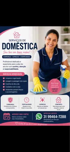 Doméstica Profissional Limpeza Residencial Faxina Caprichada