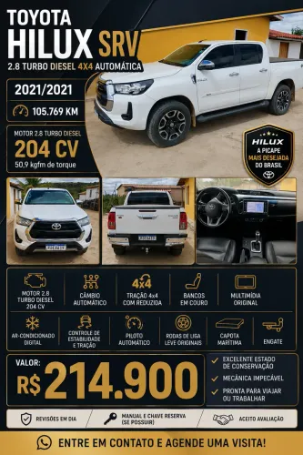 Toyota Hilux CD SRV 4X4 2.8 TDI Diesel Aut. 2021