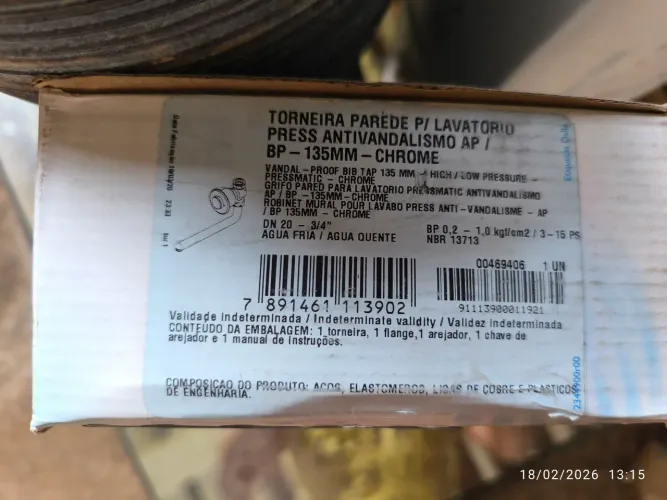 Vende torneiras Docol anti vandalismo e torneira Deca automáticas, tem 6 Deca e 5 Docol 