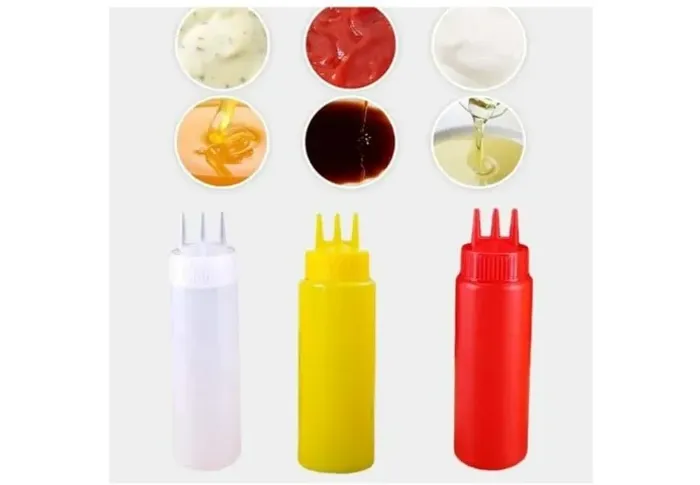 Esguicho de Ketchup 650ml | Dispensador Recarregável 3 Furos
