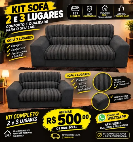 Kit sofá 2 e 3 lugares