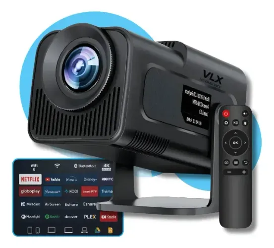 Transforme sua Sala em um Cinema! Projetor HY320 Android 13 4K Wi-Fi 6 Bluetooth | Tela de