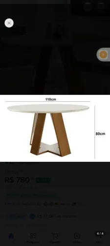 Mesa em vidro laqueado 1 mês de uso