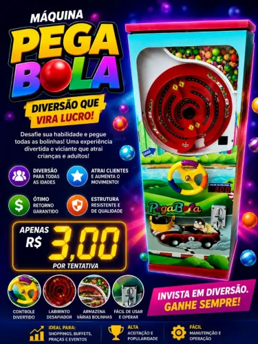 VENDO MÁQUINA DE BOLINHA PEGA PEGA BOLINHA PRA CRIANÇAS SAI BOLINHA INFANTIL PRA FESTAS