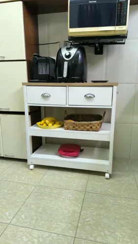 Aparador Carrinho de Cozinha Ditália 2 Gavetas Rodízios - Seminovo