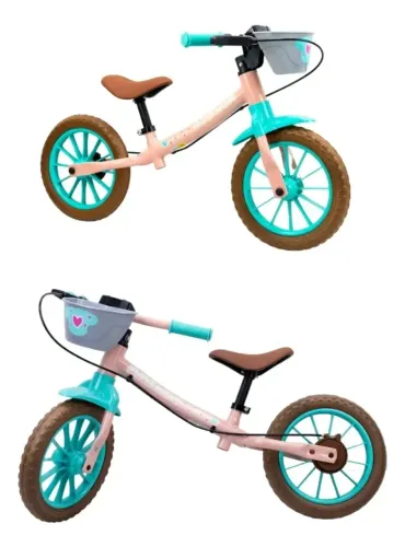 NOVA Bicicleta Balance Infantil Nathor Love Aro 12 Rosa Rosa-pálido