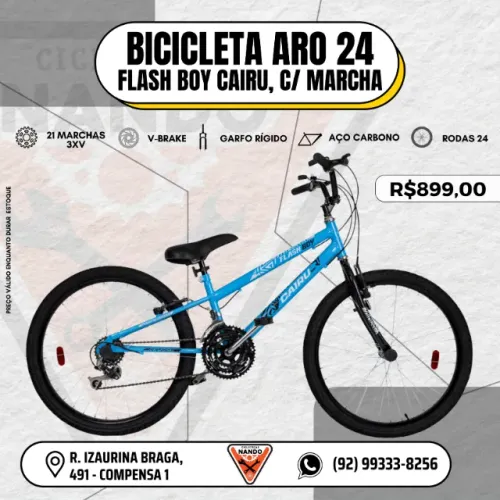 BICICLETA INFANTIL ARO 24 MASCULINA C/ MARCHA