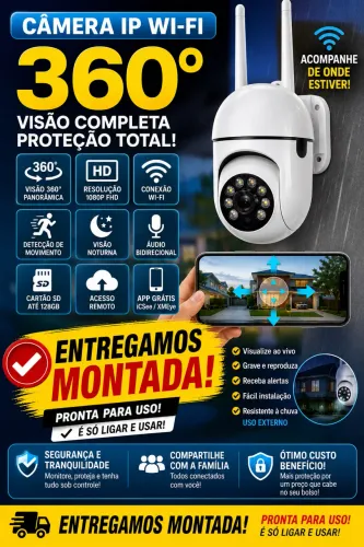 CÂERA IP WI-FI 360° FULL HD 1080P (Entregamos montada!)