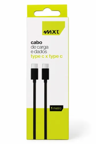 CABO DE CARGA E DADOS TIPE-C X TYPE-C 1M PRETO.