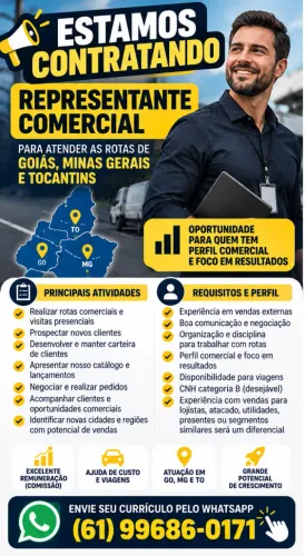 Contrata-se representante comercial