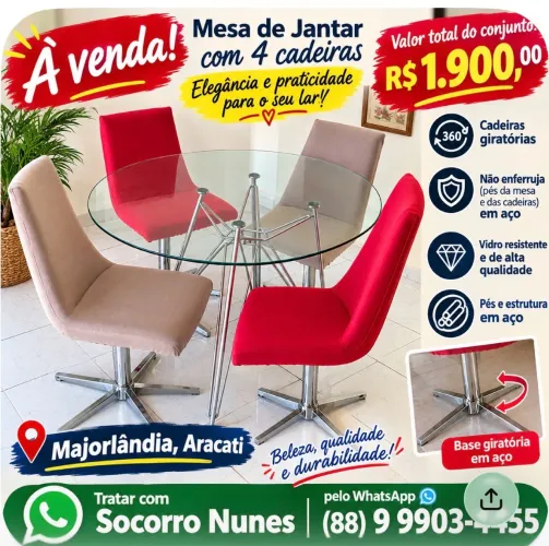 Vende-se mesa + 4 cadeiras giratórias ! 